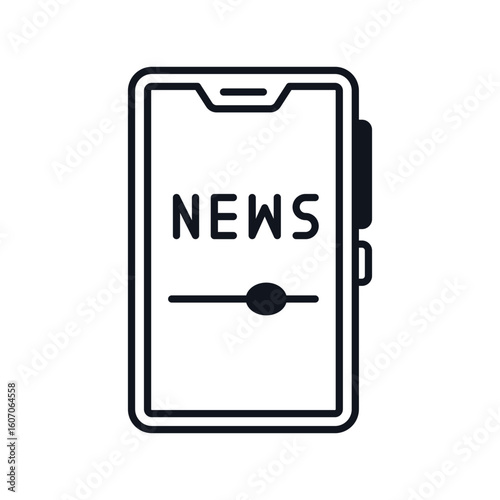 digital news glyph icon with white background vector stock illustration