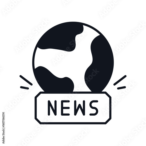 global news glyph icon with white background vector stock illustration
