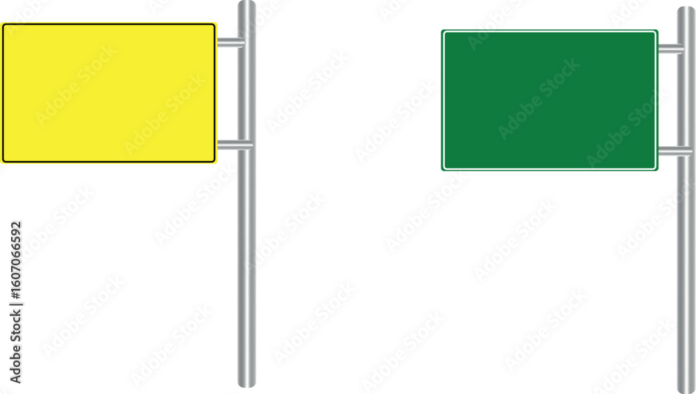 Obraz premium Blank road signs ready for your text and design, perfect for wayfinding, maps, and transportation projects