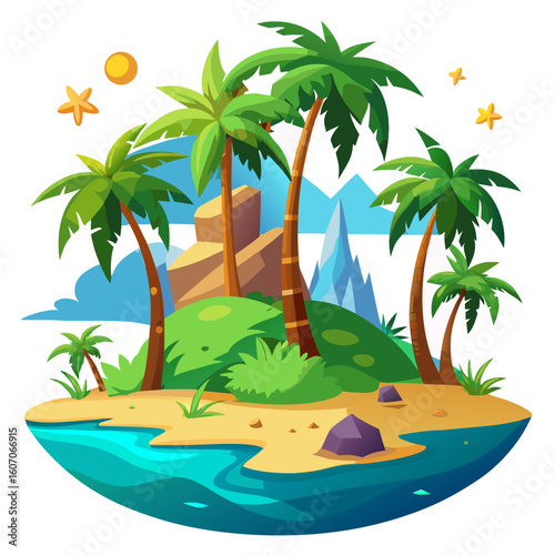 tropical island with palm trees