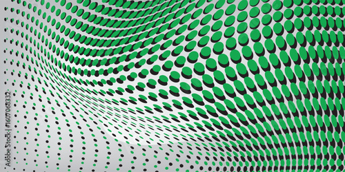 Grunge halftone gradient background. Faded grit noise texture. Green and black sand wallpaper. Retro pixel background. Anime or manga style comic overlay. Vector graphic design textured template.