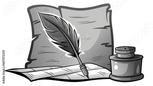 feather pen and ink vintage style v ector