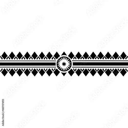 Ethnic Border Line vector clean black silhouette design white background