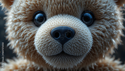 Adorable Teddy Bear Close-up with Soft Fur and Gentle Expression