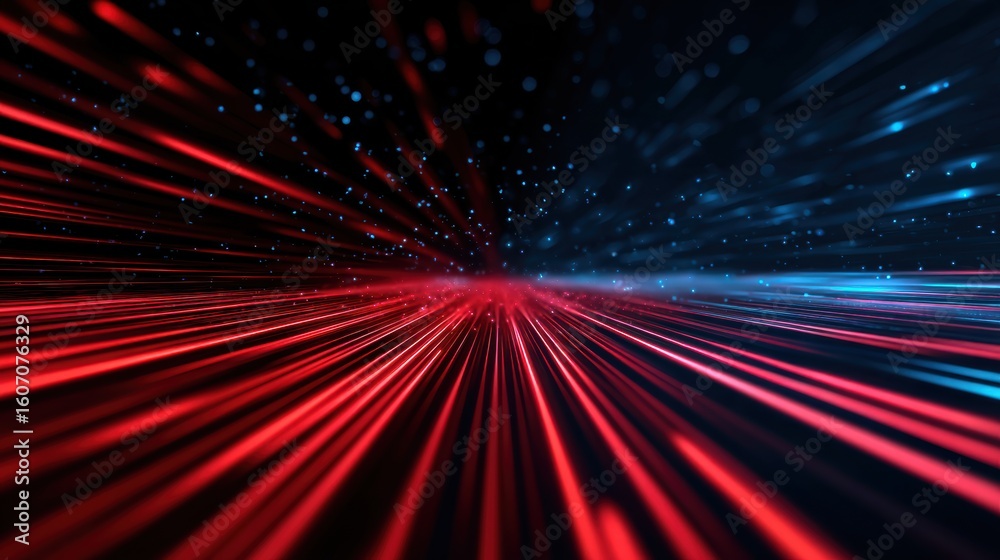 Obraz premium Vibrant abstract background showing dynamic red and blue light trails representing speed and motion.