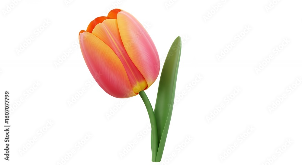 Single peach pink tulip flower illustration Single peach pink tulip flower illustration