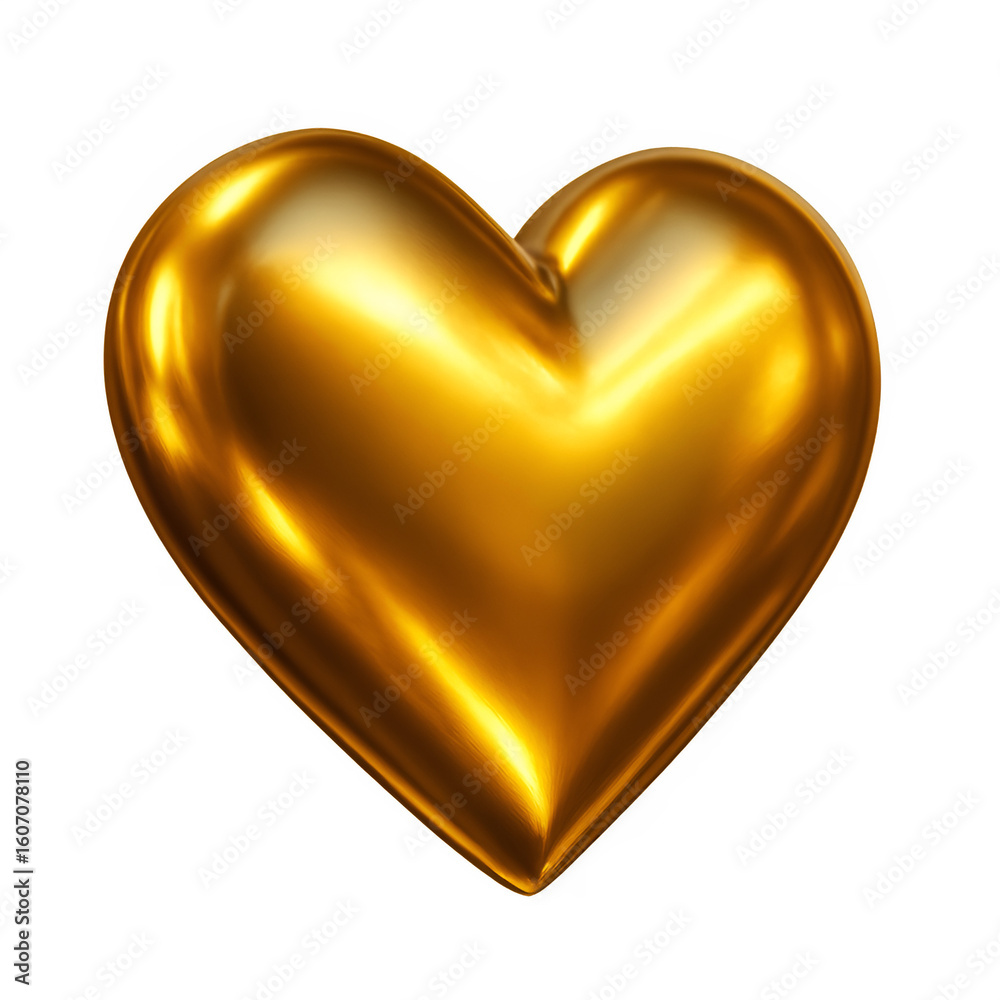 Shiny Golden 3D Heart Symbol, golden heart isolated on white background Shiny Golden 3D Heart Symbol, golden heart isolated on white background