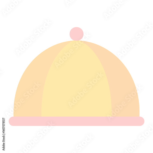 Pastel yellow and pink traditional dome hat with a paneled design and a small top ball.