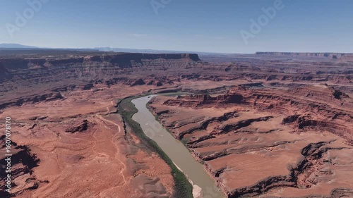 Meandering Colorado River Carving Red Canyon Terrain