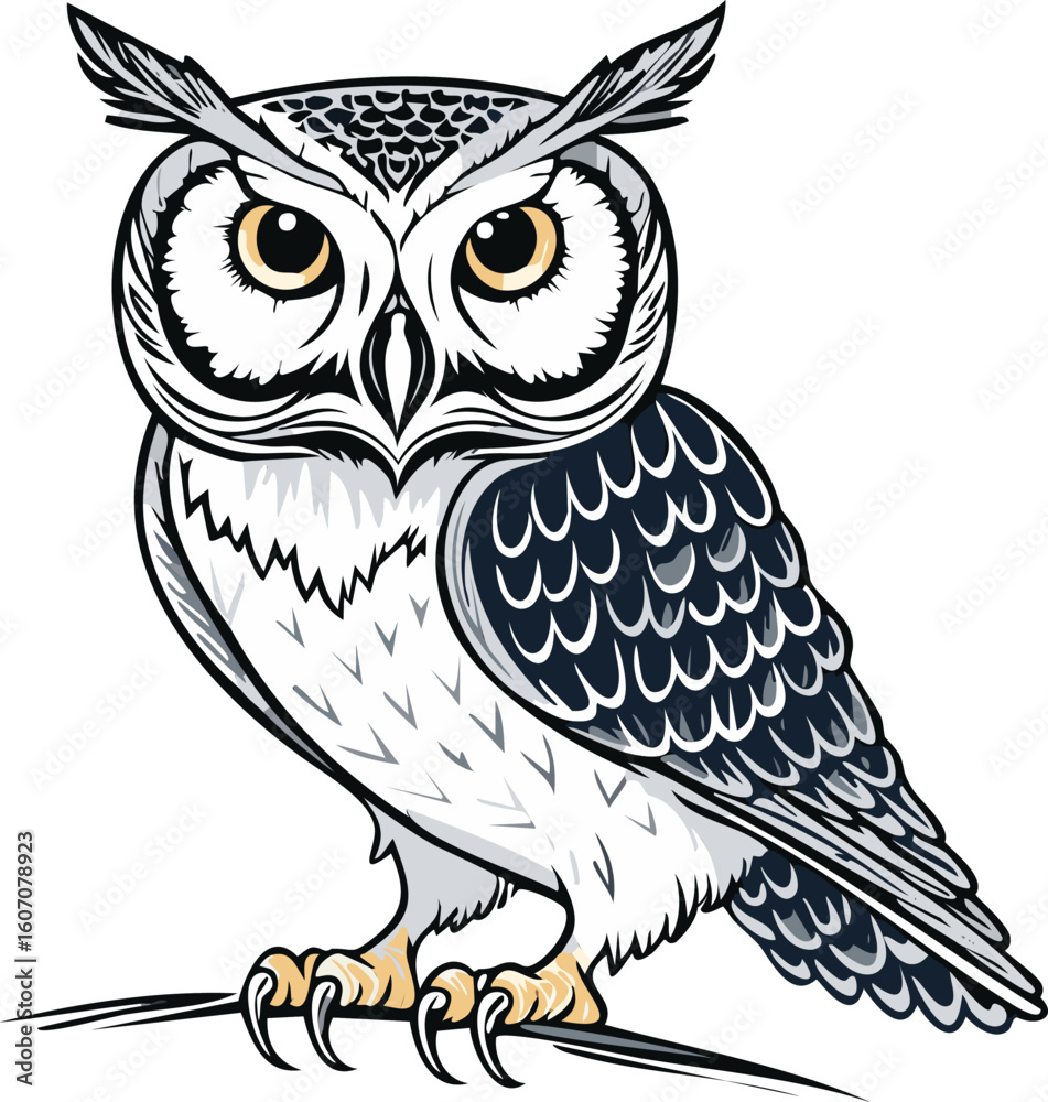 Obraz premium Wise Owl Perched - Majestic Avian Display