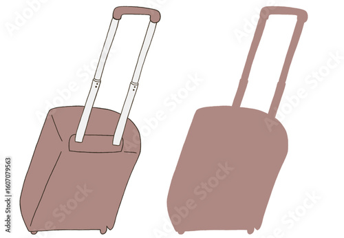 キャリー　旅行　趣味　イラスト　薄赤茶色　2セット　線画　シークレット　色違い