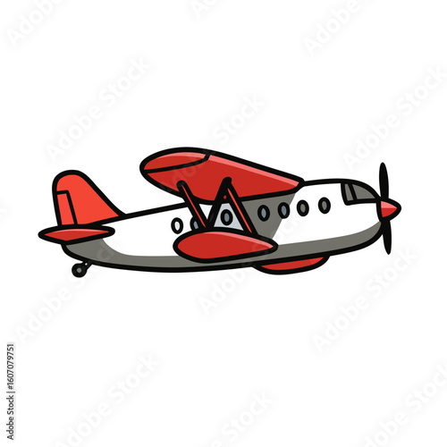 Red and White Commuter Aircraft Illustration.


