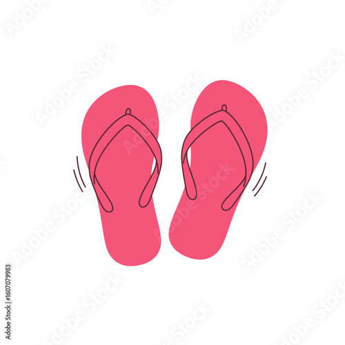 Illustration of a pair of pink flip-flops, presented in a simple, minimalist style on a white background.