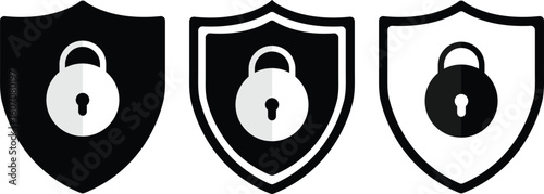 Shield Lock Icons – Secure Protection Padlock Symbol Set PNG