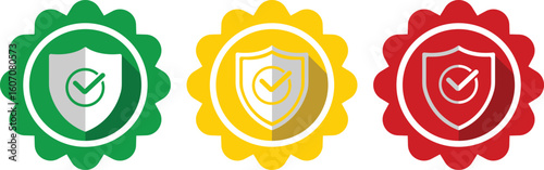 Color Shield Check Badges – Verified Security Approval Emblems Set PNG