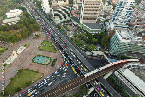 Photography Landscape building modern business district of Bangkok