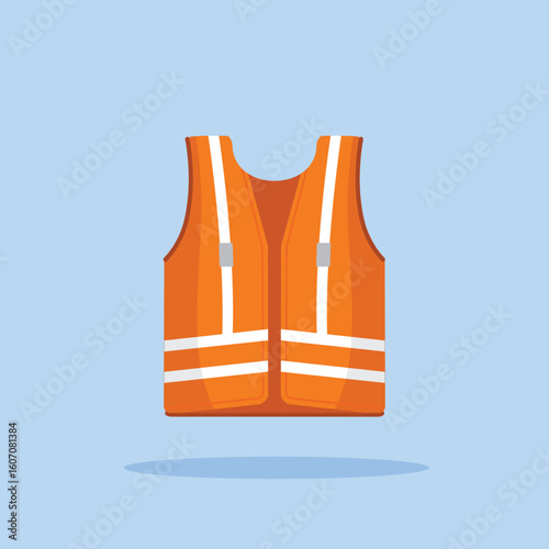 Safety vest. orange colored work uniform set with reflective stripes.	
