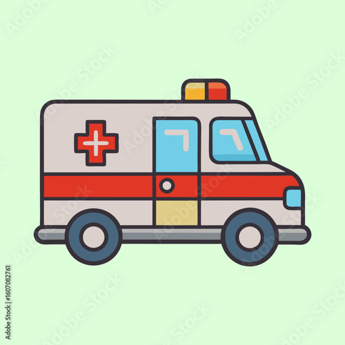 Wallpaper Mural Cartoon ambulance with lights and emergency medical service symbol, a fun illustration Torontodigital.ca