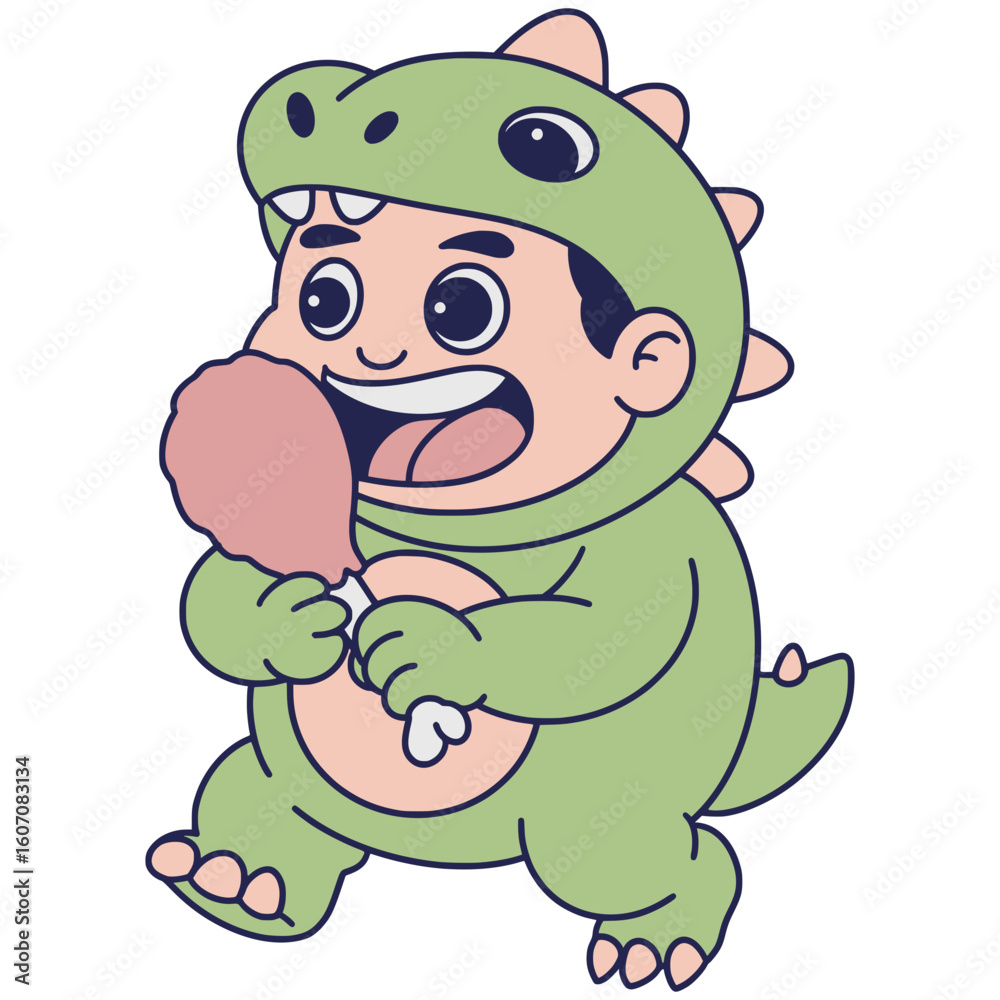 Obraz premium Character illustration using dino costume
