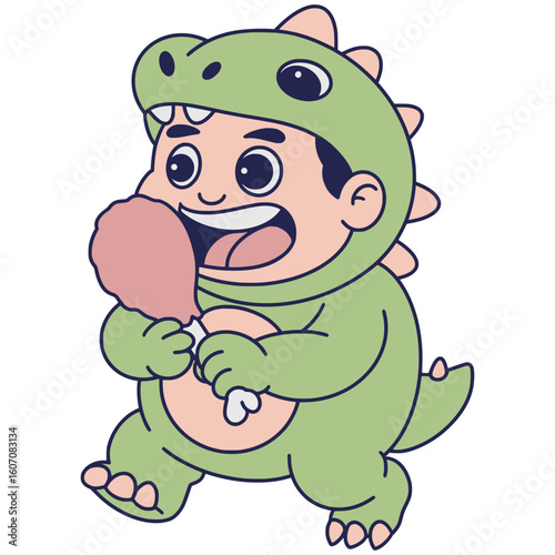 Character illustration using dino costume