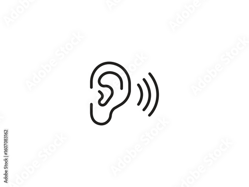 Hear Every Detail with a Clear Ear Icon for Auditory Health Awareness and Communication Concepts in Medical Design and Technology Solutions