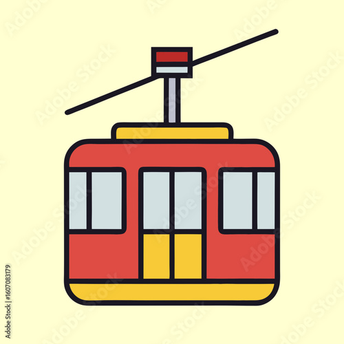 Simple vector illustration of a colorful red and yellow gondola car