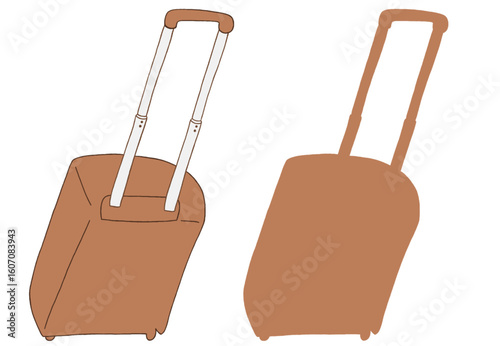 キャリー　旅行　趣味　イラスト　茶色　2セット　線画　シークレット　色違い