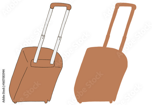 キャリー　旅行　趣味　イラスト　茶色　2セット　線画　シークレット　色違い