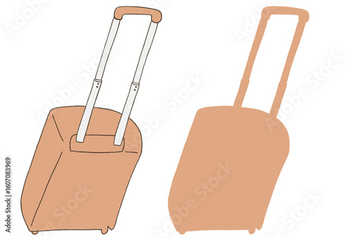 キャリー　旅行　趣味　イラスト　薄いオレンジ　2セット　線画　シークレット　色違い