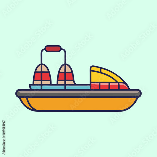 Cartoon Pedal Boat Illustration with Cute Design and Summer Vacation Vibe