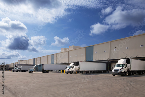 Obraz na plátně trucks on warehouse loading docks