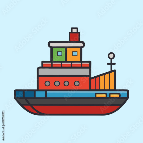 vector illustration of a tug boat