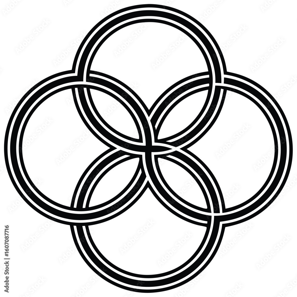 Interlocking black and white circular pattern abstract Interlocking black and white circular pattern abstract