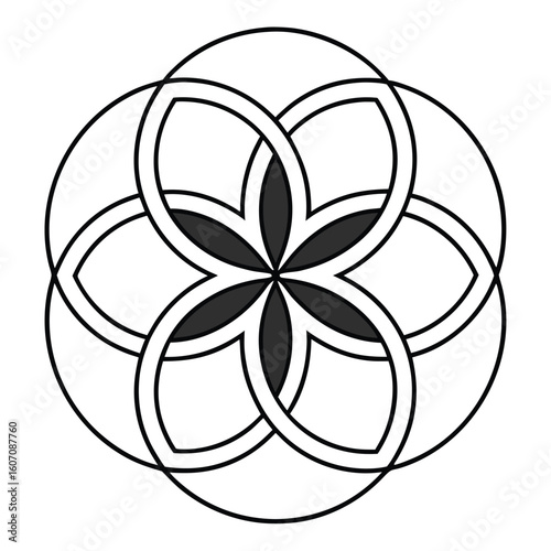 Interlocking circles and petals geometric design pattern