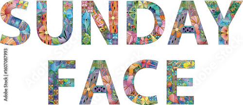 Words SUNDAY FACE. Vector decorative object for any purpose