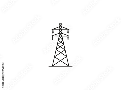 Electricity pylon icon for renewable energy projects, showing clean power transmission in a minimalist design perfect for energy infographics and presentations.