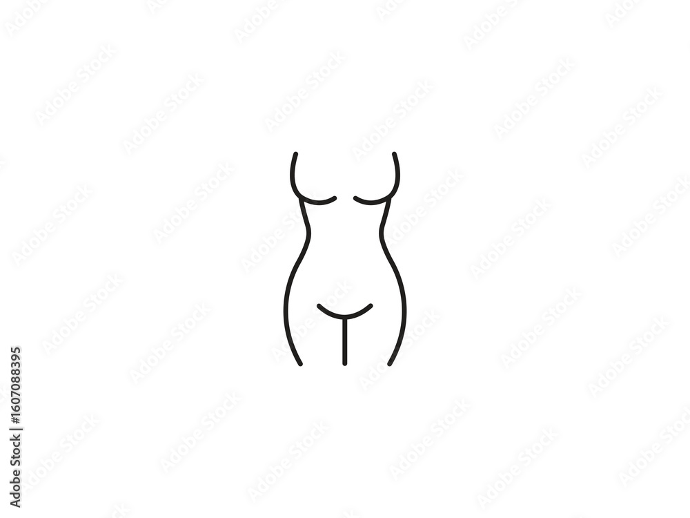 Obraz premium Elegant minimalistic outline of a woman's torso, perfect for stylish branding, wellness designs, or modern art projects seeking a sophisticated touch.
