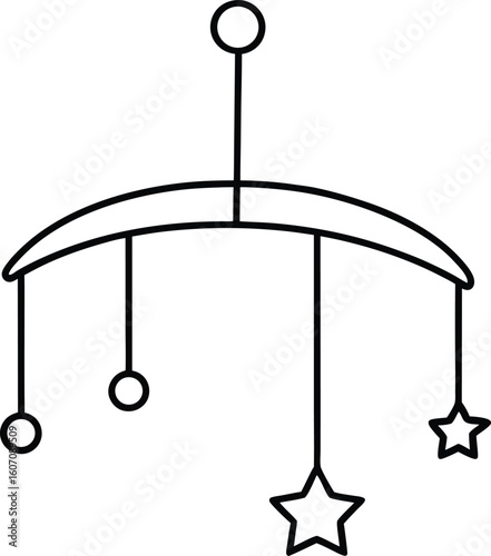 crib mobile icon line art vector illustration on transparent background
