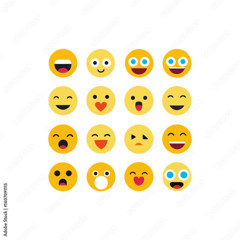 Fototapeta premium 15 different emoji face icon set