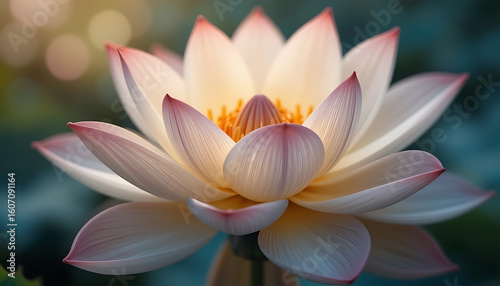 Elegant Light Pink Lotus Flower Blooming in Natural Pond Setting