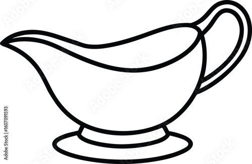 gravy boat icon line art vector illustration on transparent background