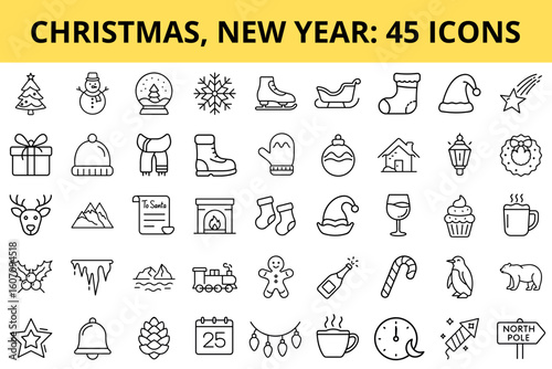 Christmas and New Year icons set concept of set icon  