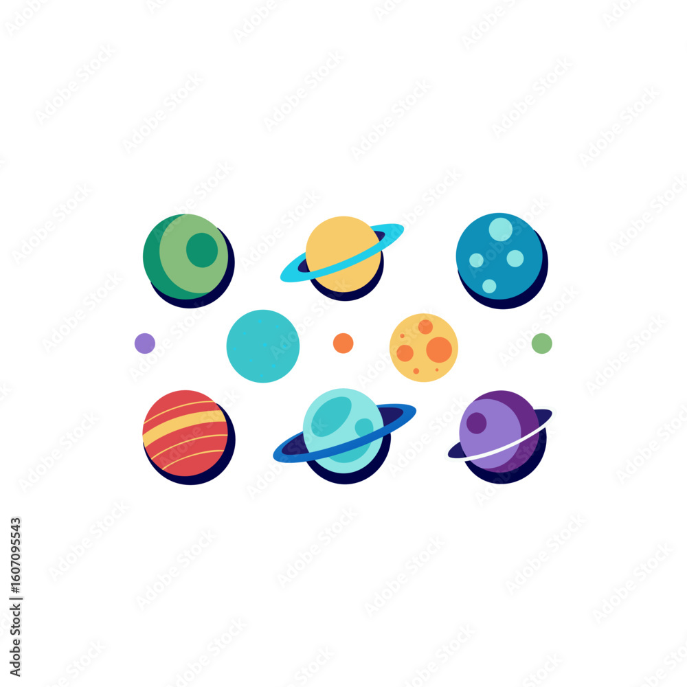 Fototapeta premium different planet with rings set