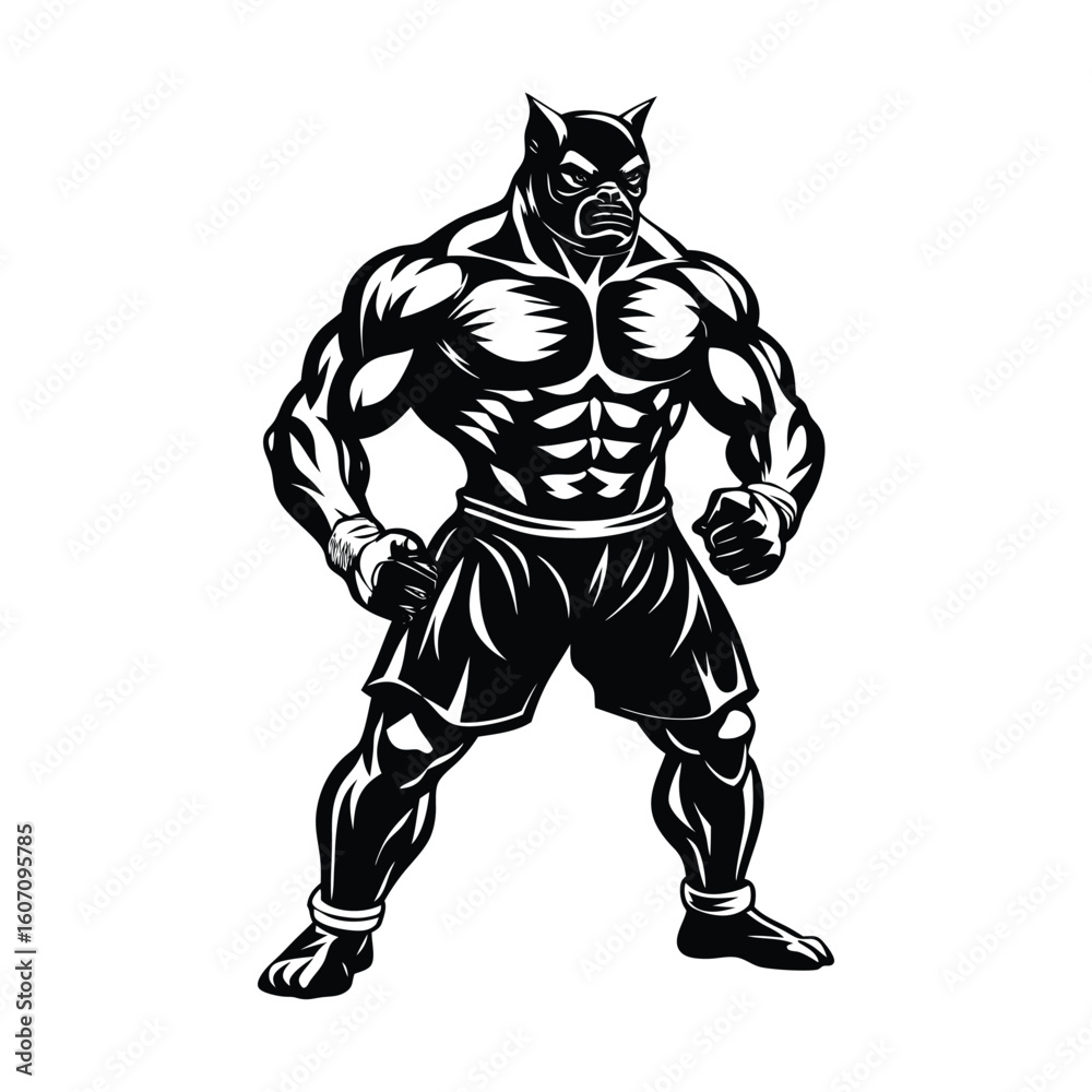 Fototapeta premium Vector a boxer stand with pose vector silhouette on white background