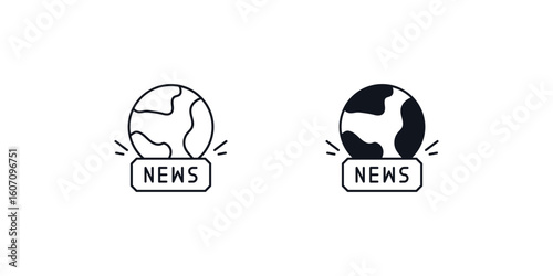 global news set icon with white background vector stock illustration