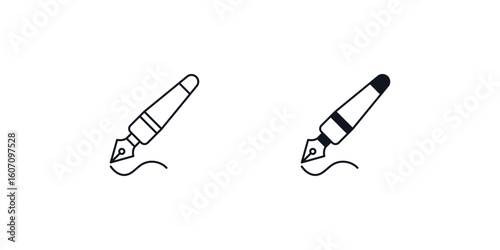 fountain pen set icon with white background vector stock illustration