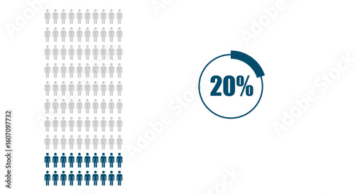 20 percent people icon Population demography concept isolated on white background