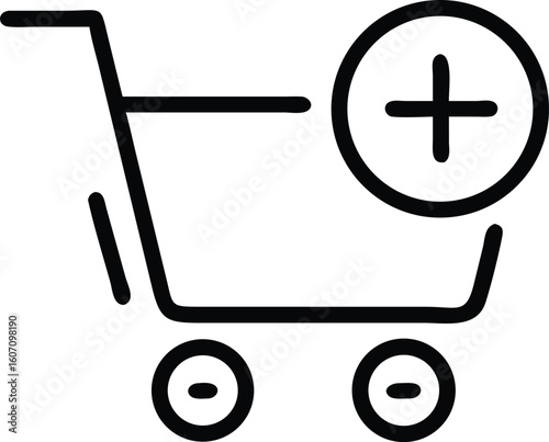 Shopping cart icon with plus and minus symbols trolley