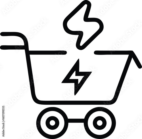 Shopping cart with lightning bolt and dollar sign icon