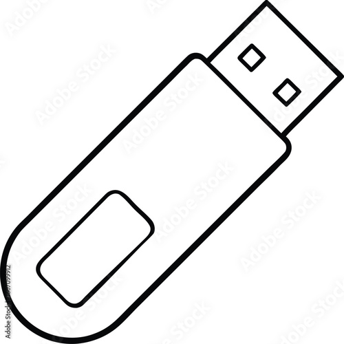 usb drive icon line art vector illustration on transparent background	
